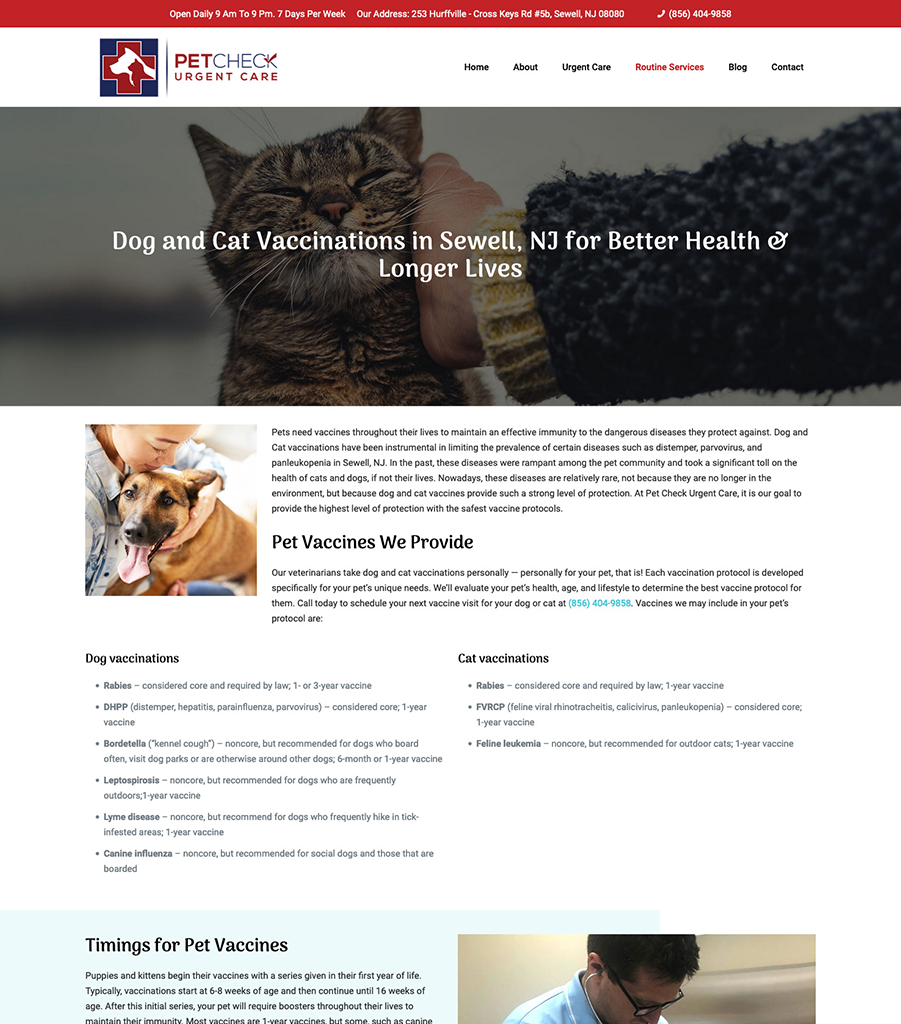 Pet Check Veterinarian Web Design