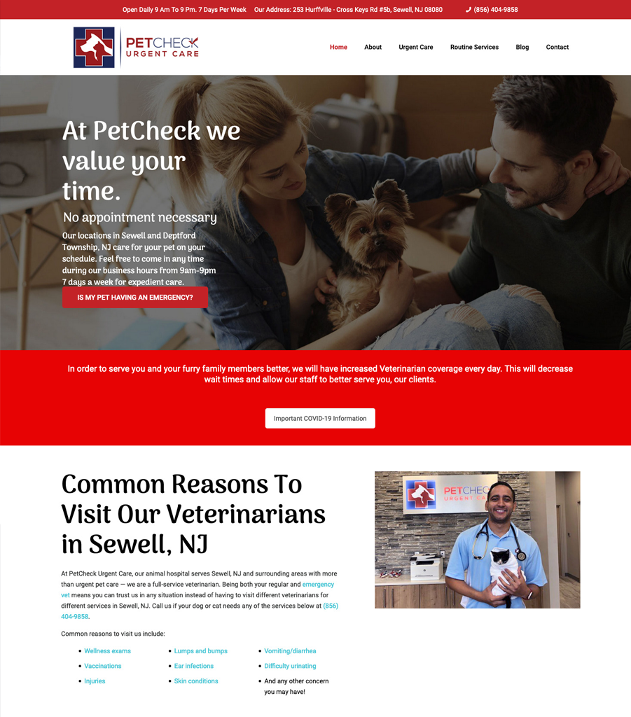 Pet Check Veterinarian Web Design