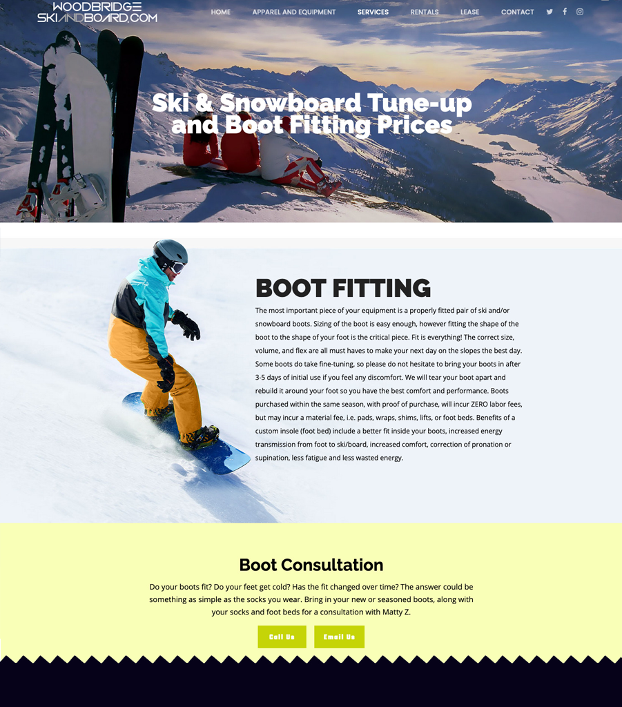 Woodbridge Ski and Board Web Design