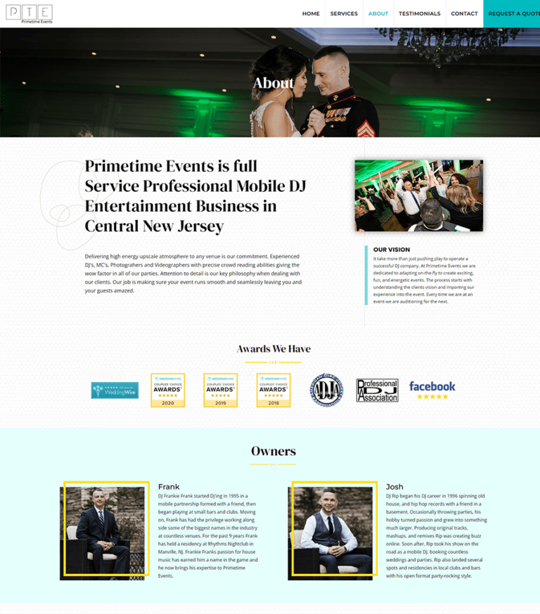 New Jersey Multimedia • Prime Time Events • Website Design