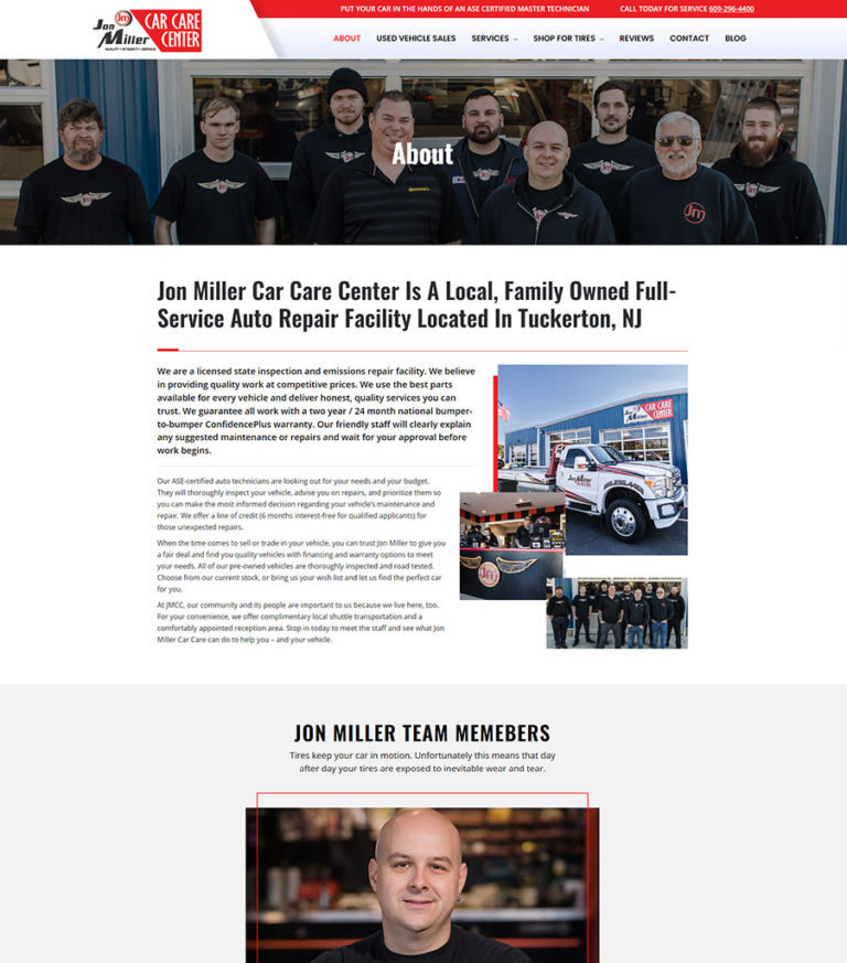 New Jersey Multimedia • Jon Miller Car Care Center • Website Design