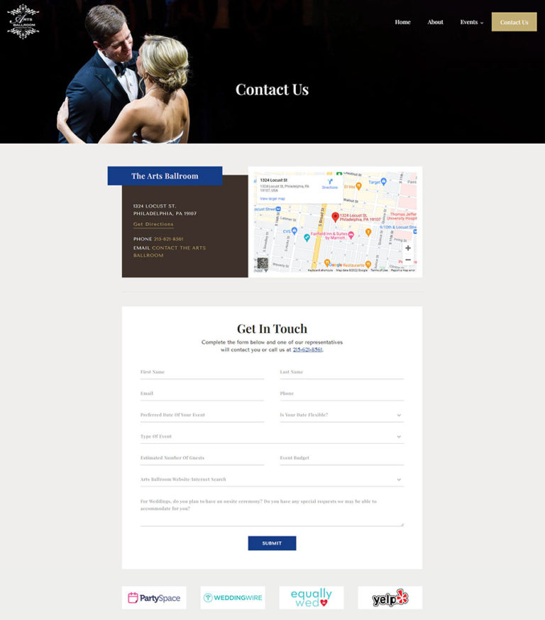 New Jersey Multimedia • The Arts Ballroom • Website Design