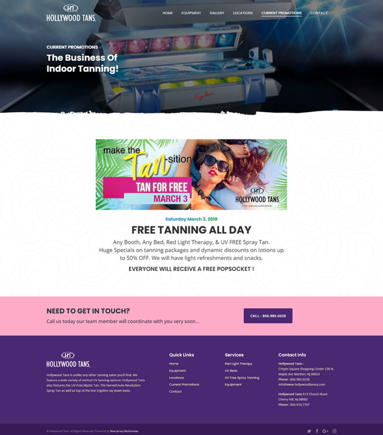 New Jersey Multimedia • Hollywood Tans • Website Design