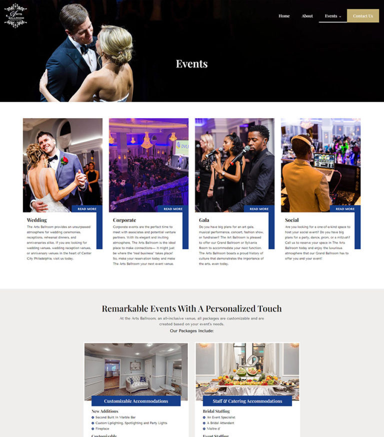 New Jersey Multimedia • The Arts Ballroom • Website Design