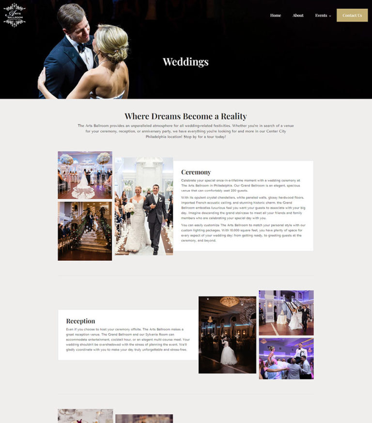 New Jersey Multimedia • The Arts Ballroom • Website Design